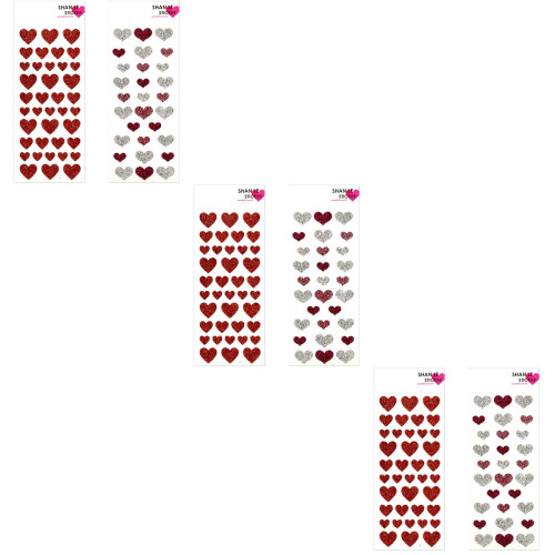 6Sheets DIY Heart Shape Stickers Creative Self-Adhesive Gift Decals