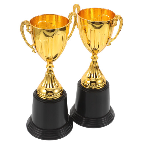 8 Pcs Mini Gold Trophy With Square Base - Plastic Award