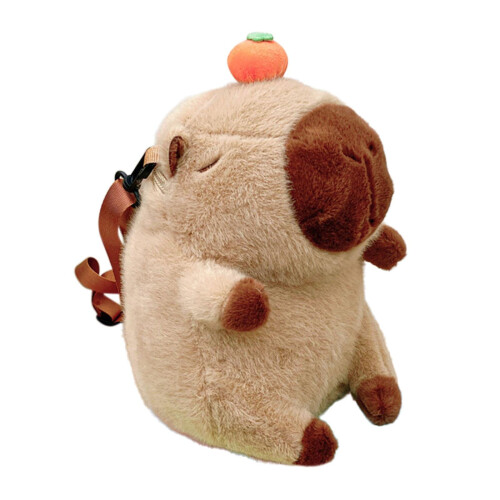 Sac à dos en peluche capybara, décontracté, style et léger, kaki. 1