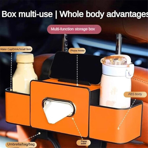 Car Seat Back Organizer Waterproof with Hooks Cup Holder 2