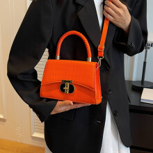 Single Shoulder Bag Orange PU Leather, Universal