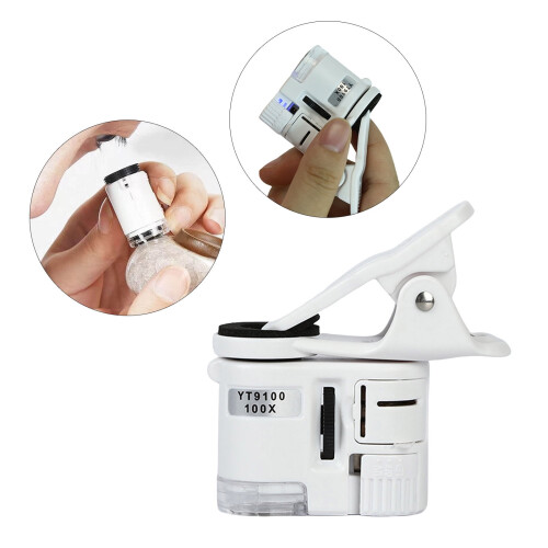 General Smartphone Microscope Attachments with LED Pocket Size Magnifier Glass Adjustable LED illuminates for Study 2