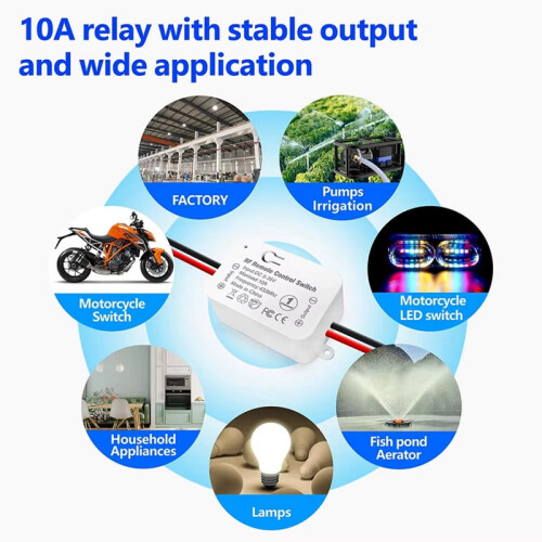 Ασύρματος διακόπτης τηλεχειρισμού 433Mhz DC6V12V24V30V36V10A Μίνι δέκτης ρελέ για αντλίες, 2