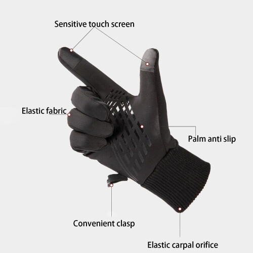 Unisex vinterhandsker med touchscreen, varme og vindtætte, 1 par 2