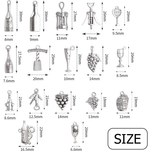 68 silberne Weinanhänger für DIY-Schmuck 1