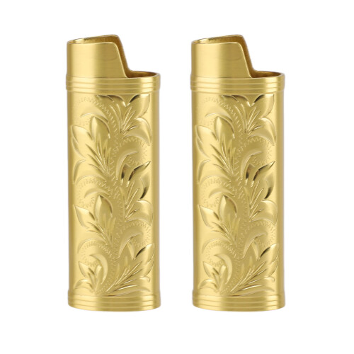 2-Pack Vintage Zinc Alloy Lighter Case Gold 70g 2