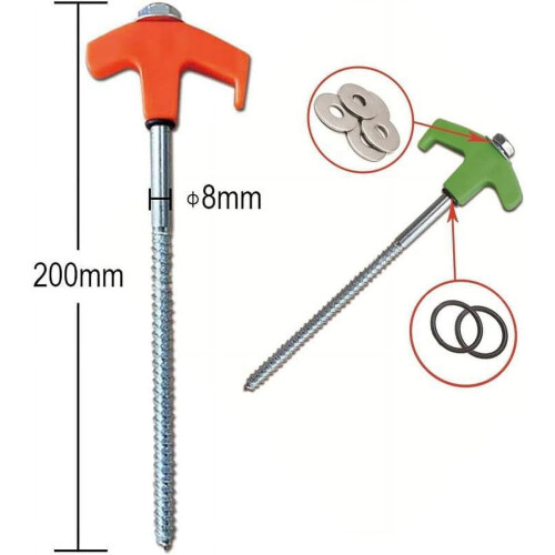 Estacas de rosca para barraca de 8 polegadas – Âncoras de metal resistentes para solo, podem ser perfuradas, com rosca hexagonal inclusa, 1