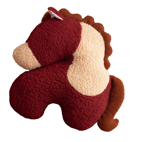 Soft Furry Pillow Cute Ponies Shape Cushion For Back-Red
