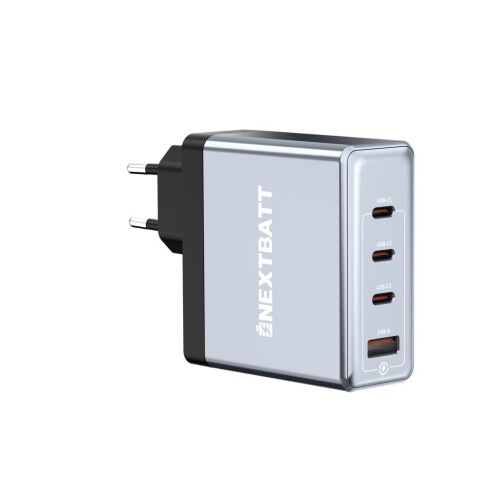 NEXTBATT 100W Schnellladegerät 3x USB-C/1x USB-A - Schwarz/Grau