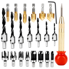 Holzdübel-Bohrer-Set, Kohlenstoffstahl-Bohrer, konische Holzdübel, Senkschrauben, Befestigungsmaterial, Heimwerker-Bausatz mit automatischer