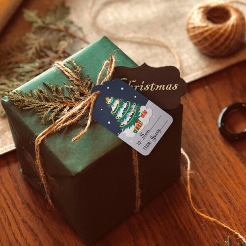 Christmas Gift Tags Paper Hanging Labels with String 50pcs 1