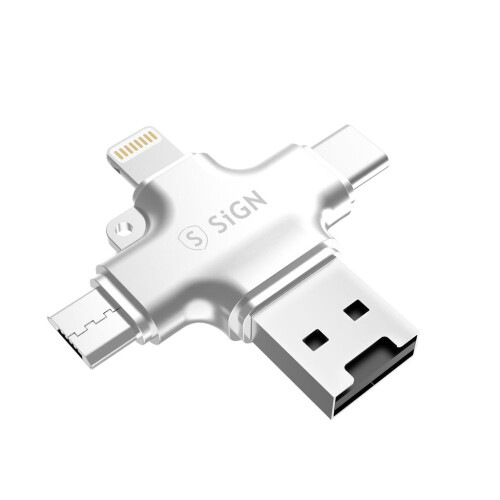 SiGN Micro SD Speicherkartenleser für Mobilgeräte mit USB-C/USB-A/Micro-USB/Lightning