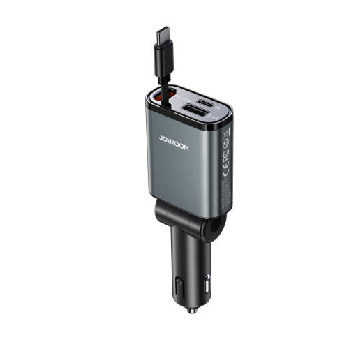 Joyroom 3-in-1 Autoladegerät 45W mit einziehbarem USB-C-Kabel