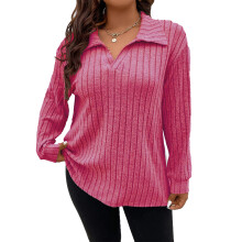 Damen-Sweatshirt für den Herbst, langärmelig, lässig, locker geschnitten, V-Ausschnitt, leicht, superweich, Tunika-Oberteil, warm und dehnbar,
