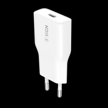Ultra tenká rýchla nabíjačka SiGN GaN USB-C PD a QC3.0 20W - biela