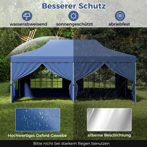 3x6m pop-up baldakintelt med 6 sidevegger og sandsekker 2