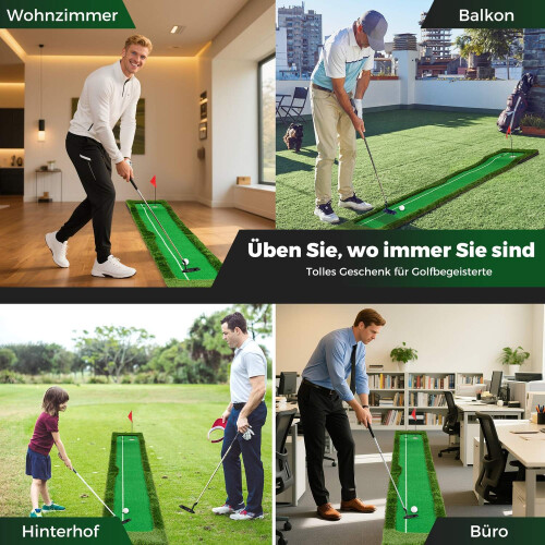 Golf-Putting-Matte - 300 cm, Doppelloch, 3 Bälle 1