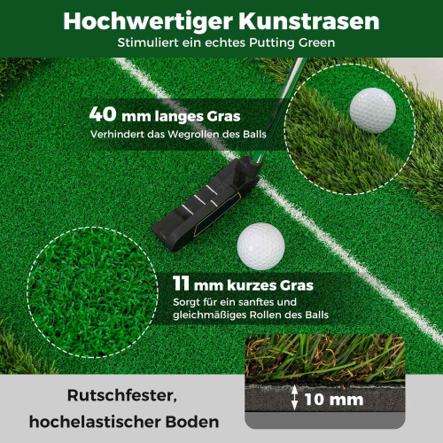 Golf-Putting-Matte - 300 cm, Doppelloch, 3 Bälle 2