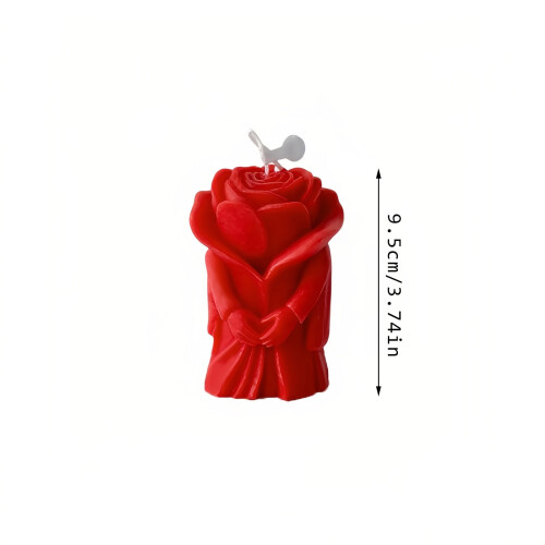 Bougie parfumée en forme de rose - Cire de soja, rouge/rose 1