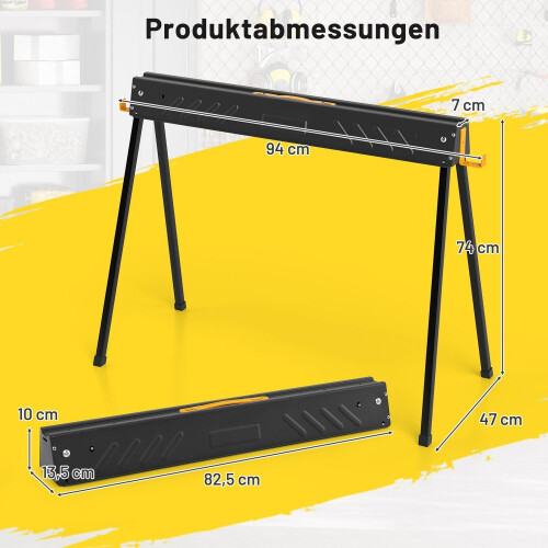 Sammenfoldelig savhestsæt, 500 kg kapacitet, metalramme 1