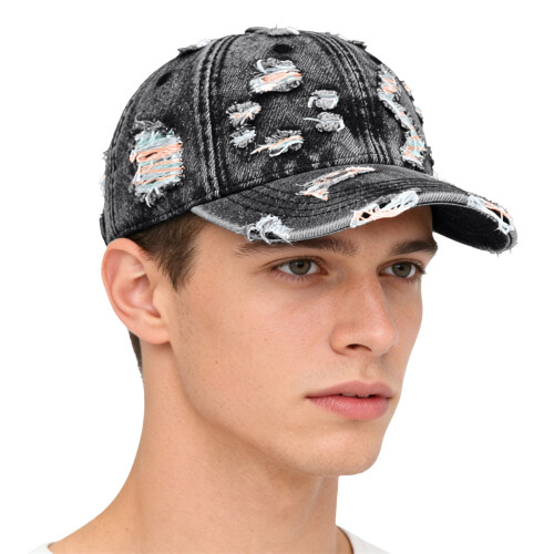 Verweerde denim baseballpet, unisex, verstelbare snapback 1