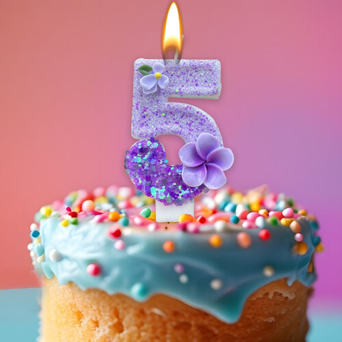 Multicolor Number Candles with Floral Pattern – Easy Insert, Long-Lasting Flame, Compatible with Standard Cake Holders 2