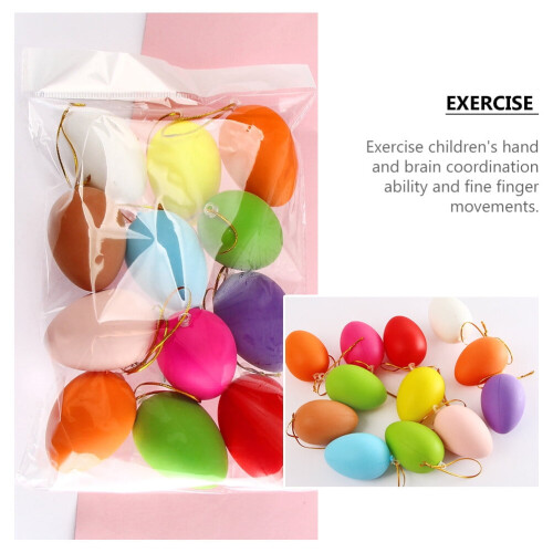 48Pcs Plastic Easter Eggs with Hanging Rope for Easter Party Favors 1