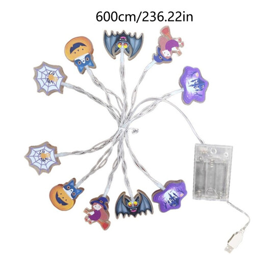 Ακρυλικά φωτάκια Halloween 6M, 40 LED, τροφοδοτούνται με μπαταρία/USB, λειτουργία αργού 1