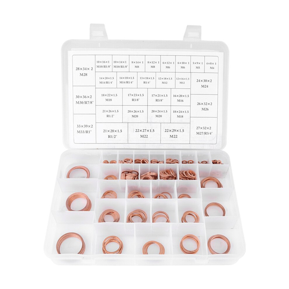 Metric Crushed Copper Gasket Set Excellent Sealing Properties Resistance To Corrosion High Conductivity Sturdy Case For Easy Storage And Organization 9180479806387