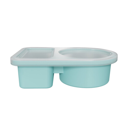 Recipiente de silicone de qualidade alimentar com dois compartimentos para molhos – compacto, reutilizável, perfeito para servir e preparar 1