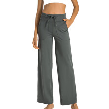 Athleisure Wear Yogabukser for kvinner Høy midje Design med fireveis stretch og dype lommer Fløyelbeinsjoggebukser for sport og hverdagsliv