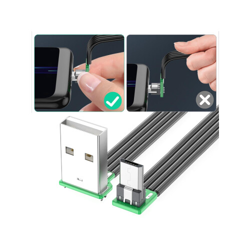 Καλώδιο σιλικόνης 5-200cm90 μοιρών USB2.0 σε Micro USB με επίπεδη καμπύλη για smartphones και tablet, 1