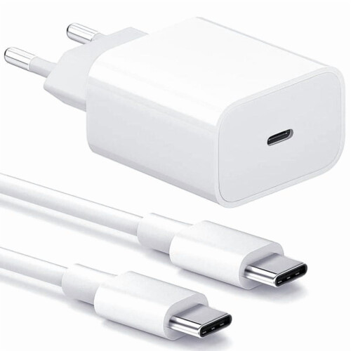 Charger - Fast Charger 20W USB-C - Adapter + Cable 2m White 2-pack 1