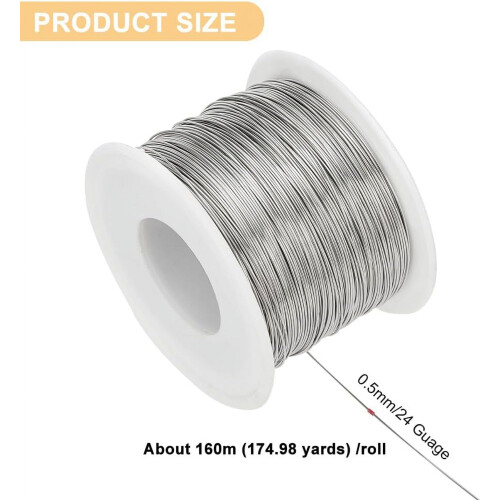 24Gauge524FT304Σύρμα σύνδεσης από ανοξείδωτο χάλυβα για κατασκευή κολιέ, βραχιόλι και 1