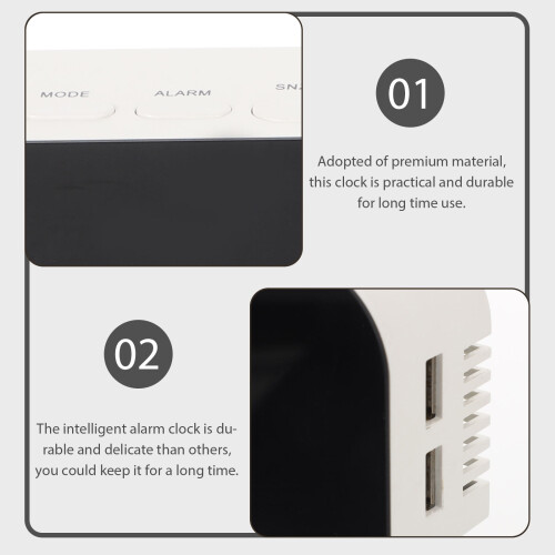 Digital Alarm Clock with Temperature Display, Black ABS Material, Compact Design, 1 Pack 2