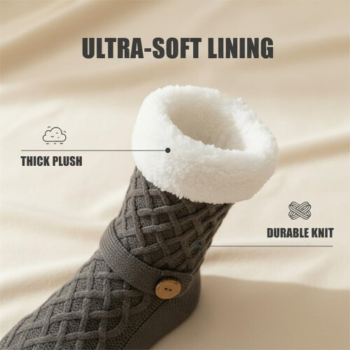 Πλεκτές κάλτσες Cozy Home Slipper, χειμωνιάτικες κάλτσες τριών χρωμάτων πλεκτές patchwork, 2