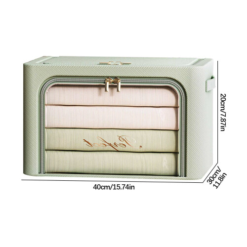 Foldable Fabric Storage Box 24L Green Gray Beige 2