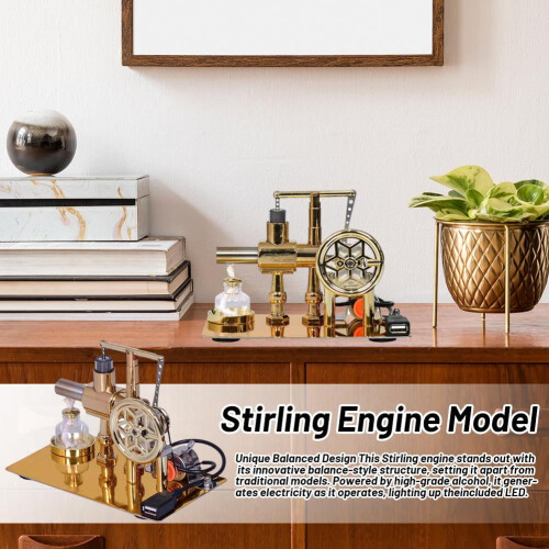 Stirling Engine Kit Single Cylinder Steam Model with LED 1