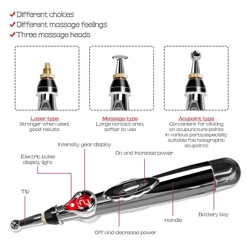 Electrical Pulse Meridian Energy Pen Acupuncture & EMS Silver 2