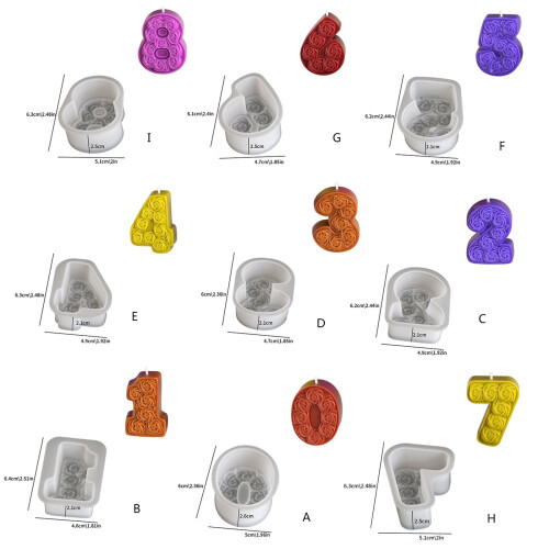 Silikoneforme Rose Number0-8 Forme Epoxyharpiksforme Håndlavede støbeforme Bageforme til fondantkage 2