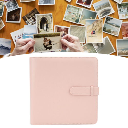 Large Capacity 3 Inch Photo Album 288 Pockets Pink PU Leather Multi-function