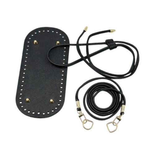 Bag Bottom Base DIY Bag Knitting Set with Shoulder Strap and Drawstring Handmade Black 1