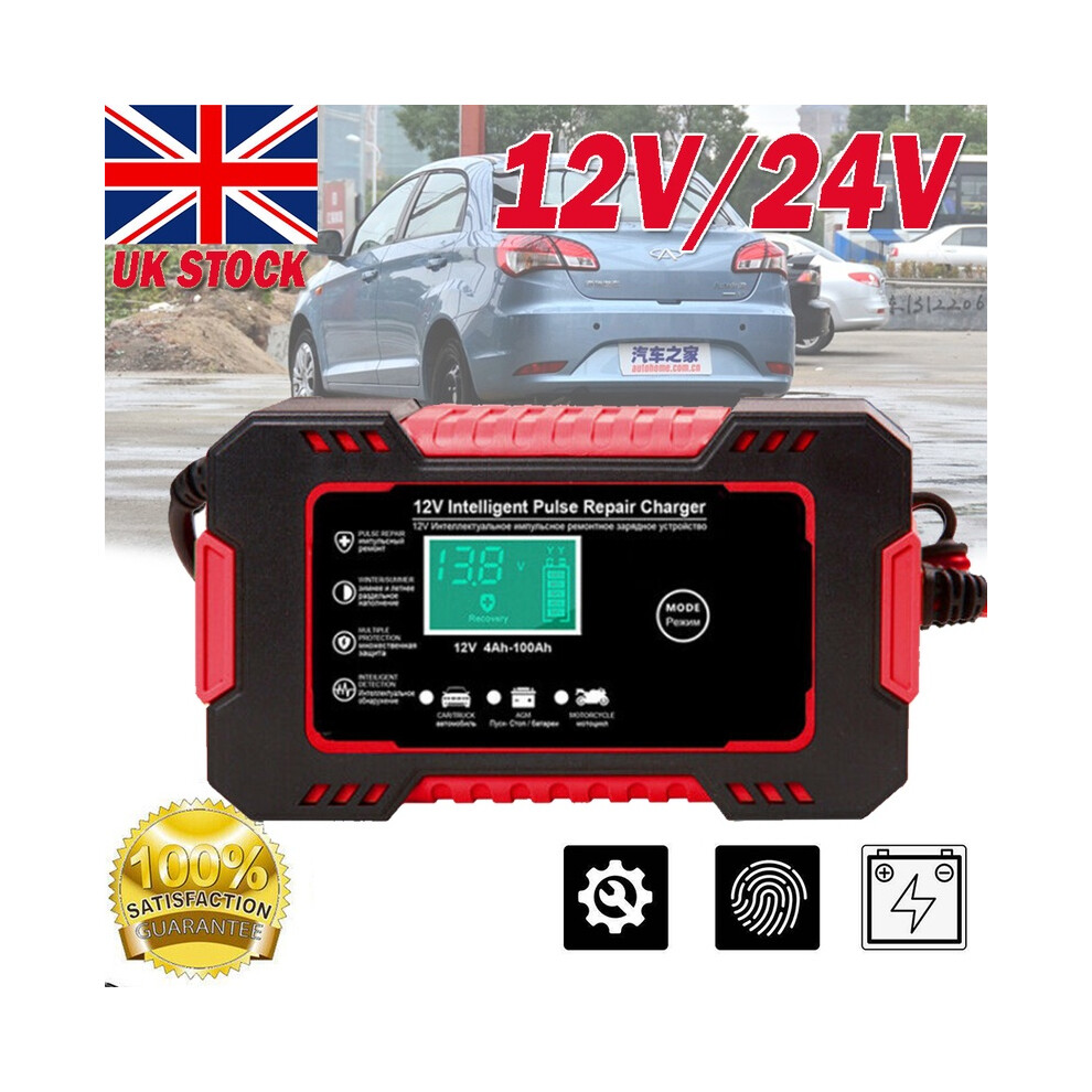 Smart 12V 24V Automatic Car Battery Charger Jump Starter Pulse Repair 8A Agmgel 695562145469