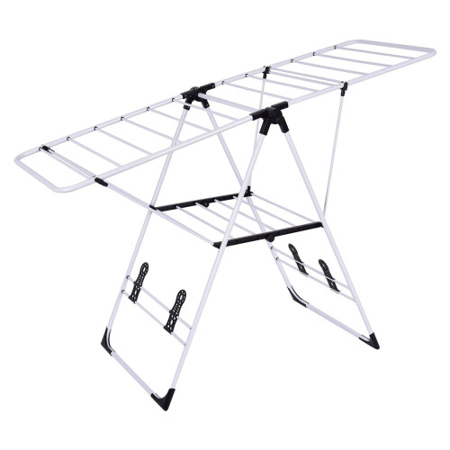 Adjustable Metal Clothes Drying Rack with Shoe Shelves 1