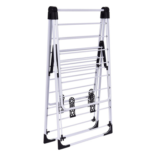 Adjustable Metal Clothes Drying Rack with Shoe Shelves 2