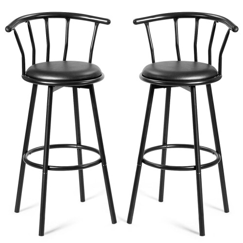 2 sorte barstole, 360 drejelig, stålramme, skumpuder 2