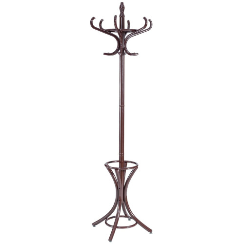 Coat Rack with Umbrella Stand, 12 Hooks, Brown 2