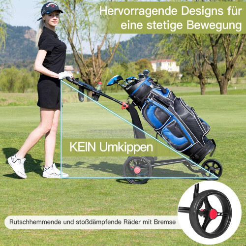 3-Wheel Folding Golf Push Cart with Adjustable Handle 2