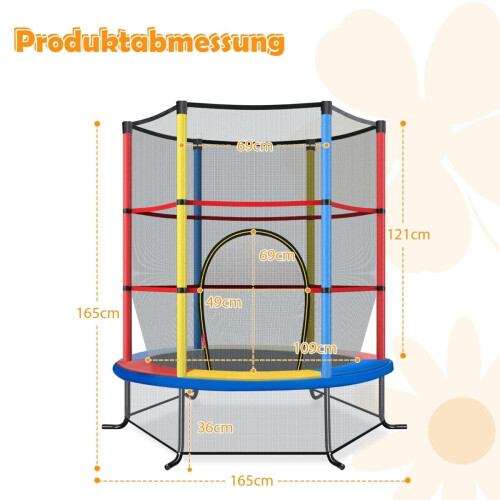 Barnstudsmatta med skyddsnät, Ø140cm, 135kg Kapacitet 1