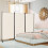 Romdeler med hjul, 3 paneler, sammenleggbar, beige, 180 cm 2